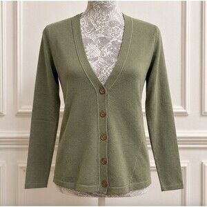 J. Jill Green Cardigan XS V Neck Button Front Silk Knit Sweater Jacket